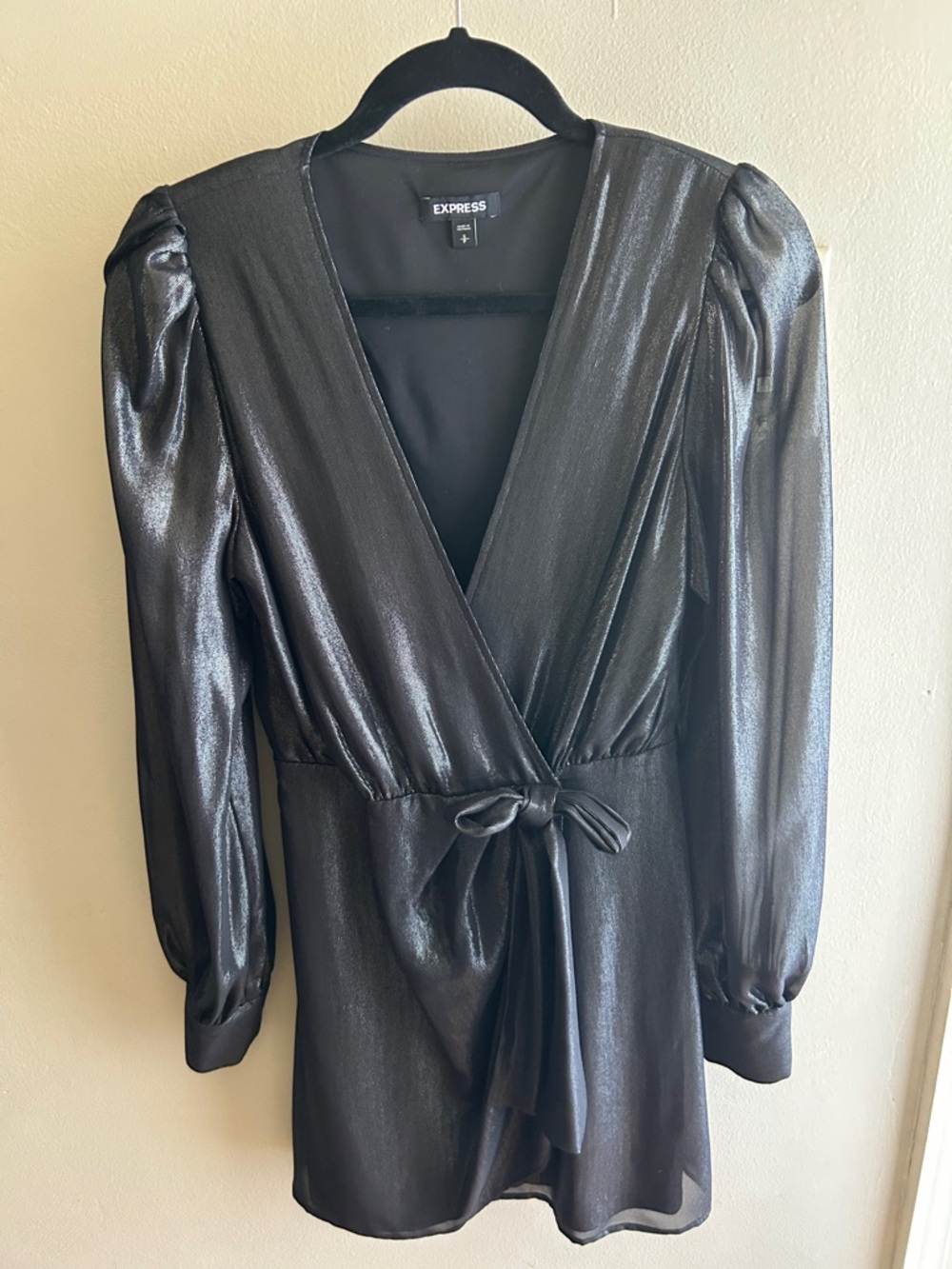Express Long Sleeve Fake Wrap Dress